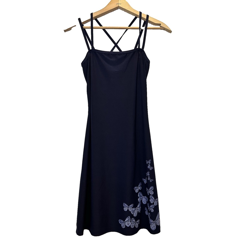Vitnage Per Seption Dress Midi Blue sparkaly Butterfly Size M